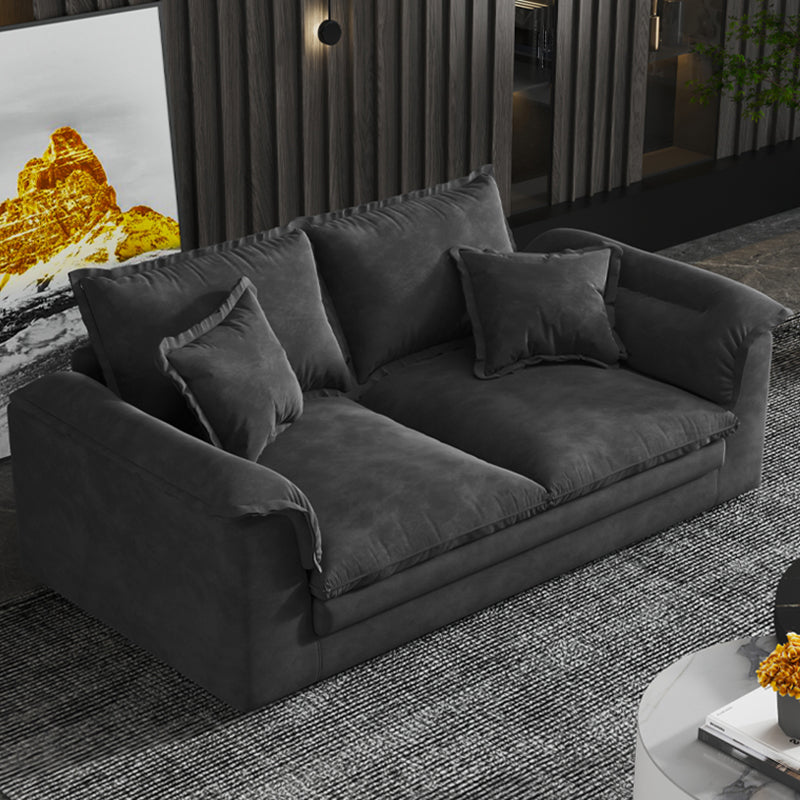 Contemporary Grey Loose Back Sofa & Chaise Pillow Top Arm Sofa - 29.92" H