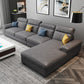 4-seat Sewn Pillow Back Faux Leather Sofa Vintage Pillow Top Arm Sofa 118"L x 71"W x 39"H Dark Gray Latex Clearhalo 'furn' 'furn_sectionals' 'Furniture' 'Living Room Furniture' 'Sectionals' 5186821