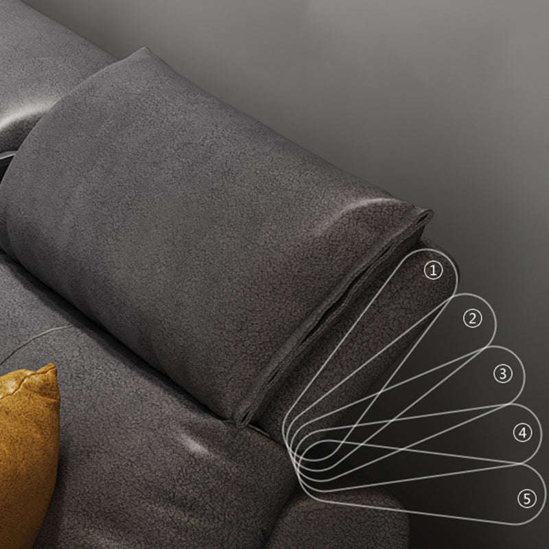 4-seat Sewn Pillow Back Faux Leather Sofa Vintage Pillow Top Arm Sofa Clearhalo 'furn' 'furn_sectionals' 'Furniture' 'Living Room Furniture' 'Sectionals' 5186827