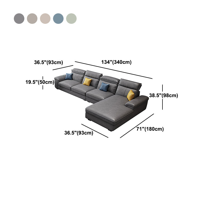 4-seat Sewn Pillow Back Faux Leather Sofa Vintage Pillow Top Arm Sofa Clearhalo 'furn' 'furn_sectionals' 'Furniture' 'Living Room Furniture' 'Sectionals' 5186835