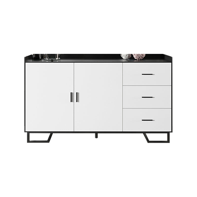 3-Drawer Dining Server Solid Wood and Manufactured Wood Cabinets Server White Clearhalo 'buffet_sideboard' 'Buffets & Sideboards' 'furn' 'furn_buffet_sideboard' 'Furniture' 'Kitchen & Dining Furniture' 5190013