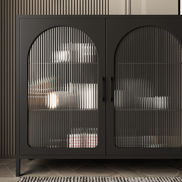 Glam Style Buffet Server Glass 2 porta da pranzo altezza da 38 pollici per soggiorno