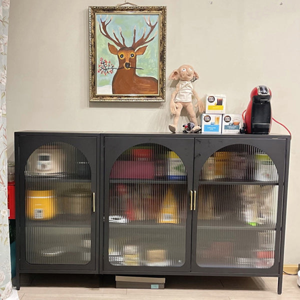 Glam Style Buffet Server Glass 2 porta da pranzo altezza da 38 pollici per soggiorno