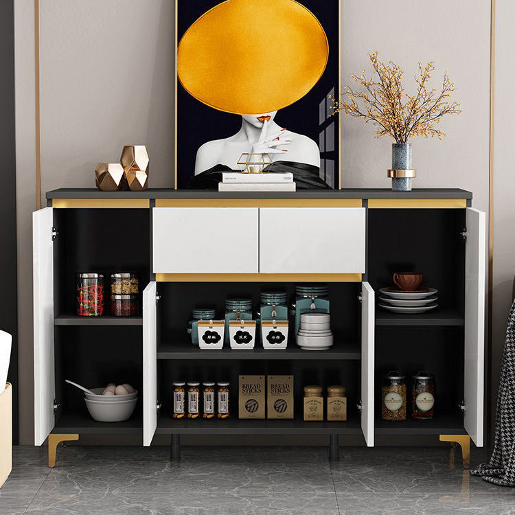 Server bianco moderno in legno ingegnerizzato con cassetto per soggiorno