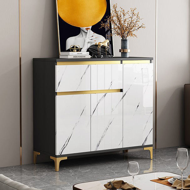 Server bianco moderno in legno ingegnerizzato con cassetto per soggiorno