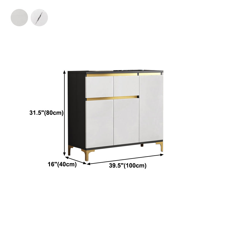 Server bianco moderno in legno ingegnerizzato con cassetto per soggiorno