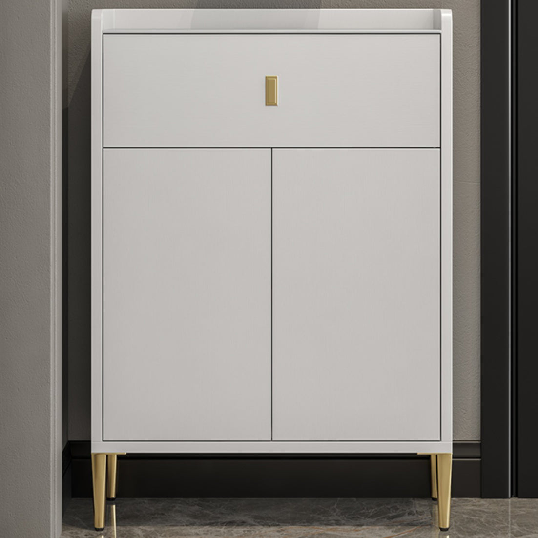 Pista de madera blanca de 1 cortavadora servidor moderno con encimera de piedra para sala de estar