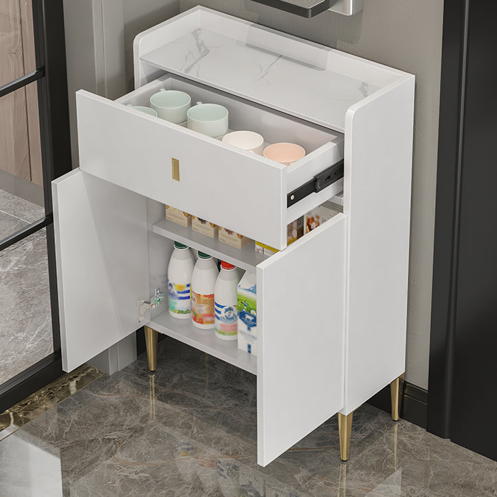 Pista de madera blanca de 1 cortavadora servidor moderno con encimera de piedra para sala de estar