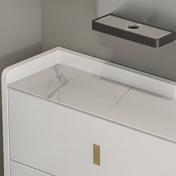 Pista de madera blanca de 1 cortavadora servidor moderno con encimera de piedra para sala de estar