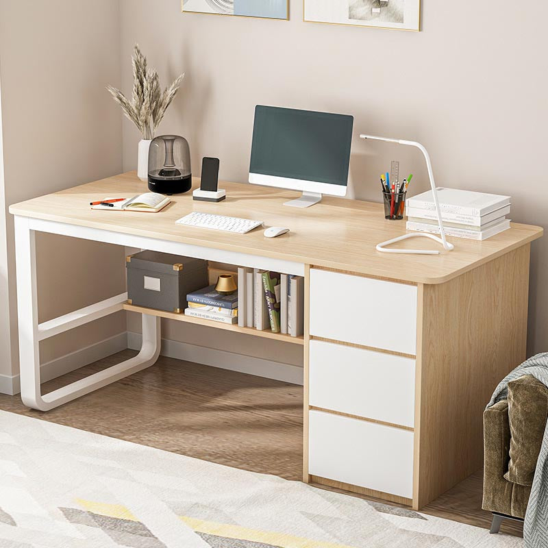 Zeitgenössischer Stil Engineered Wood Desk Rechteck Schreibtisch mit Schubladen für Büro