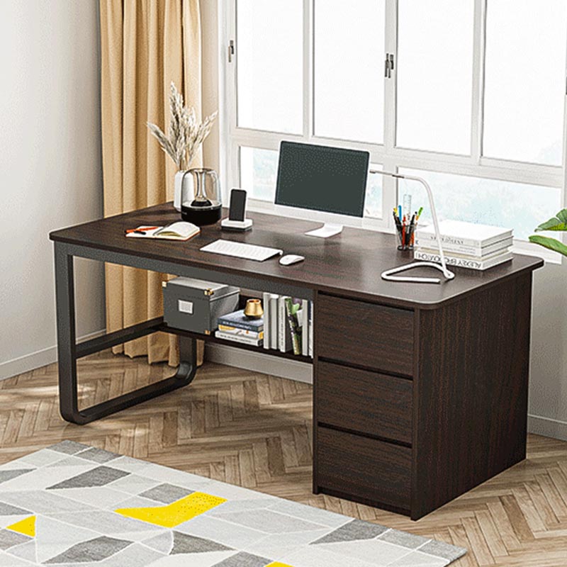 Zeitgenössischer Stil Engineered Wood Desk Rechteck Schreibtisch mit Schubladen für Büro