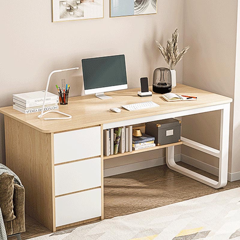 Zeitgenössischer Stil Engineered Wood Desk Rechteck Schreibtisch mit Schubladen für Büro