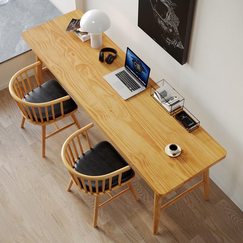 Modern Rectangular Writing Desk Wooden Home Use Office Desk with H-Shape Base Clearhalo 'furn' 'furn_office_desk' 'Furniture' 'Office Desks' 'Office Furniture' 'office_desk' 5190355