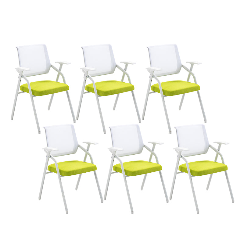 Modern Office Chair with Arms Mid Back Conference Chair with White Frame White-Green Without Writing Pad 6 Piece Set Clearhalo 'furn' 'furn_office_chair' 'Furniture' 'Office Chairs' 'Office Furniture' 'office_chair' 5190545