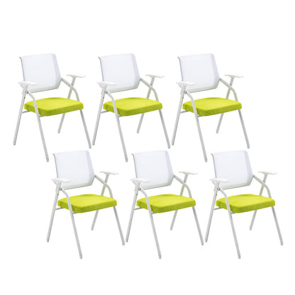 Modern Office Chair with Arms Mid Back Conference Chair with White Frame White-Green Without Writing Pad 6 Piece Set Clearhalo 'furn' 'furn_office_chair' 'Furniture' 'Office Chairs' 'Office Furniture' 'office_chair' 5190545