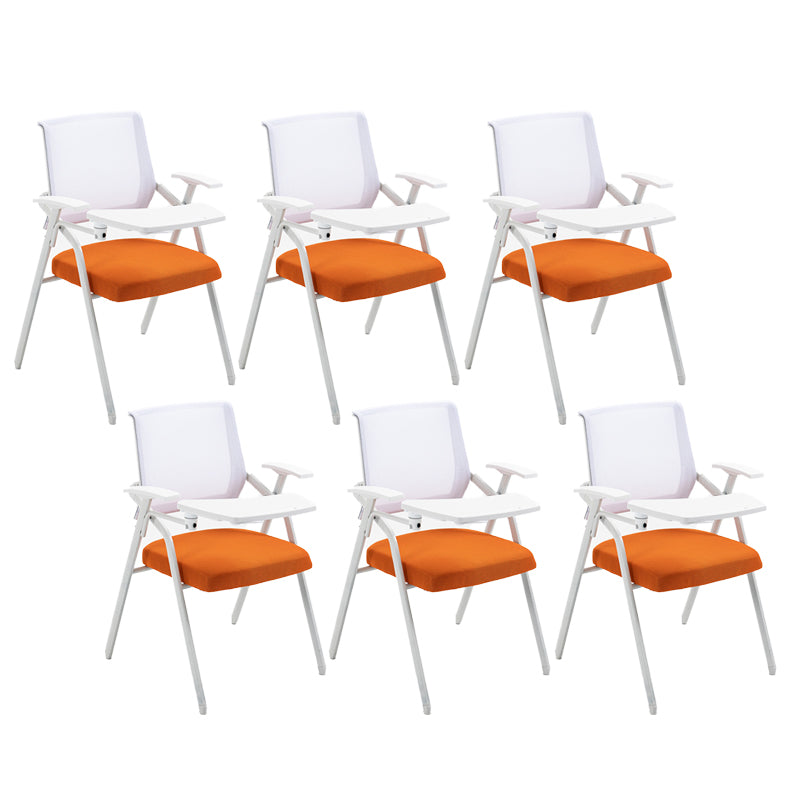 Modern Office Chair with Arms Mid Back Conference Chair with White Frame White-Saffron Small Writing Pad 6 Piece Set Clearhalo 'furn' 'furn_office_chair' 'Furniture' 'Office Chairs' 'Office Furniture' 'office_chair' 5190546