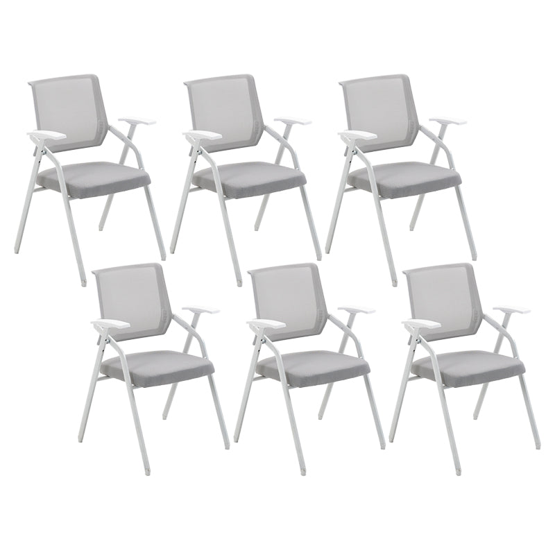 Modern Office Chair with Arms Mid Back Conference Chair with White Frame Grey Without Writing Pad 6 Piece Set Clearhalo 'furn' 'furn_office_chair' 'Furniture' 'Office Chairs' 'Office Furniture' 'office_chair' 5190548