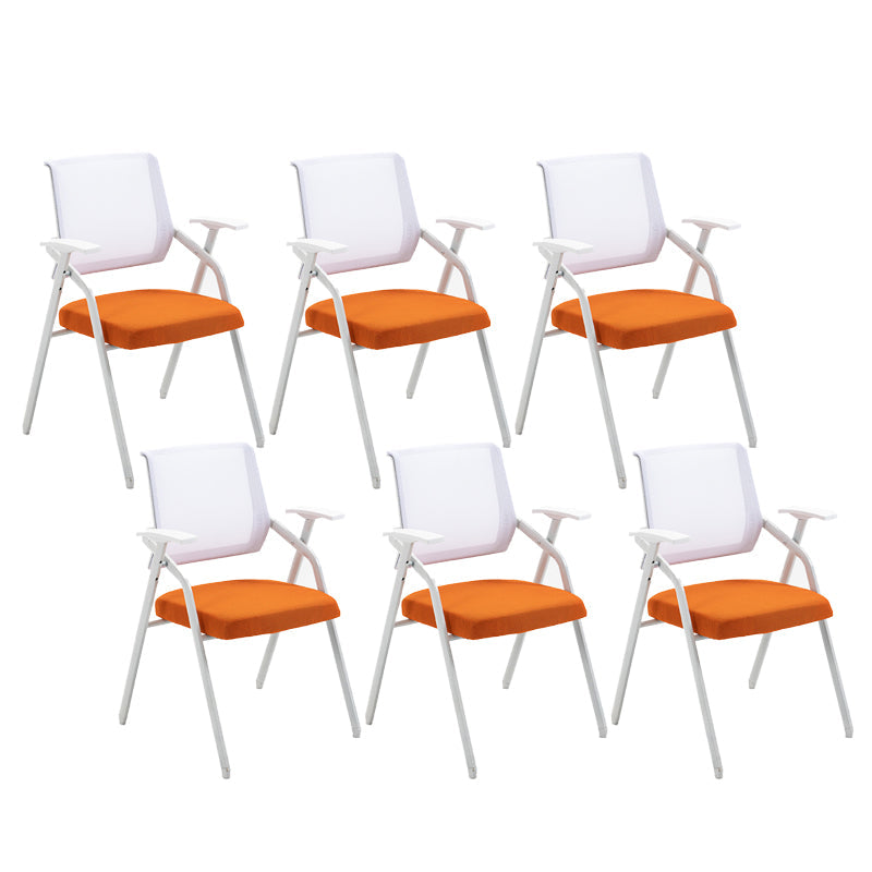 Modern Office Chair with Arms Mid Back Conference Chair with White Frame White-Saffron Without Writing Pad 6 Piece Set Clearhalo 'furn' 'furn_office_chair' 'Furniture' 'Office Chairs' 'Office Furniture' 'office_chair' 5190551