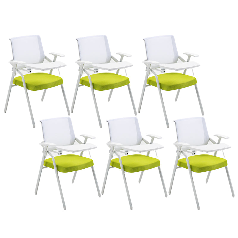 Modern Office Chair with Arms Mid Back Conference Chair with White Frame White-Green Small Writing Pad 6 Piece Set Clearhalo 'furn' 'furn_office_chair' 'Furniture' 'Office Chairs' 'Office Furniture' 'office_chair' 5190552