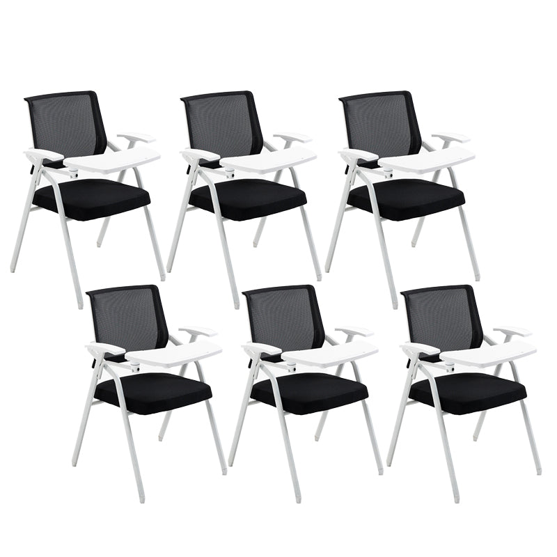 Modern Office Chair with Arms Mid Back Conference Chair with White Frame Black Small Writing Pad 6 Piece Set Clearhalo 'furn' 'furn_office_chair' 'Furniture' 'Office Chairs' 'Office Furniture' 'office_chair' 5190554