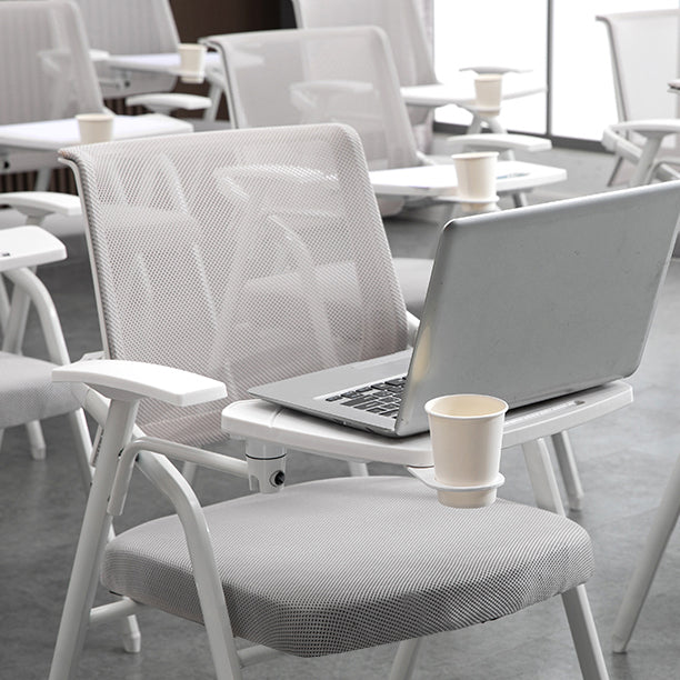 Modern Office Chair with Arms Mid Back Conference Chair with White Frame Clearhalo 'furn' 'furn_office_chair' 'Furniture' 'Office Chairs' 'Office Furniture' 'office_chair' 5190563