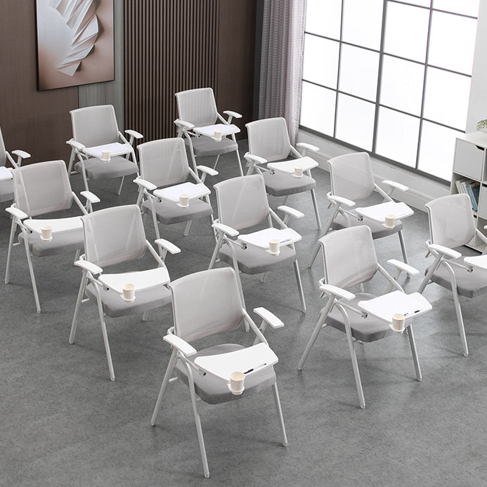 Modern Office Chair with Arms Mid Back Conference Chair with White Frame Clearhalo 'furn' 'furn_office_chair' 'Furniture' 'Office Chairs' 'Office Furniture' 'office_chair' 5190564
