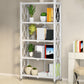 Metal Floating Bookcase Contemporary Style Open Back Bookshelf with Wheels