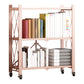 Metal Floating Bookcase Contemporary Style Open Back Bookshelf with Wheels