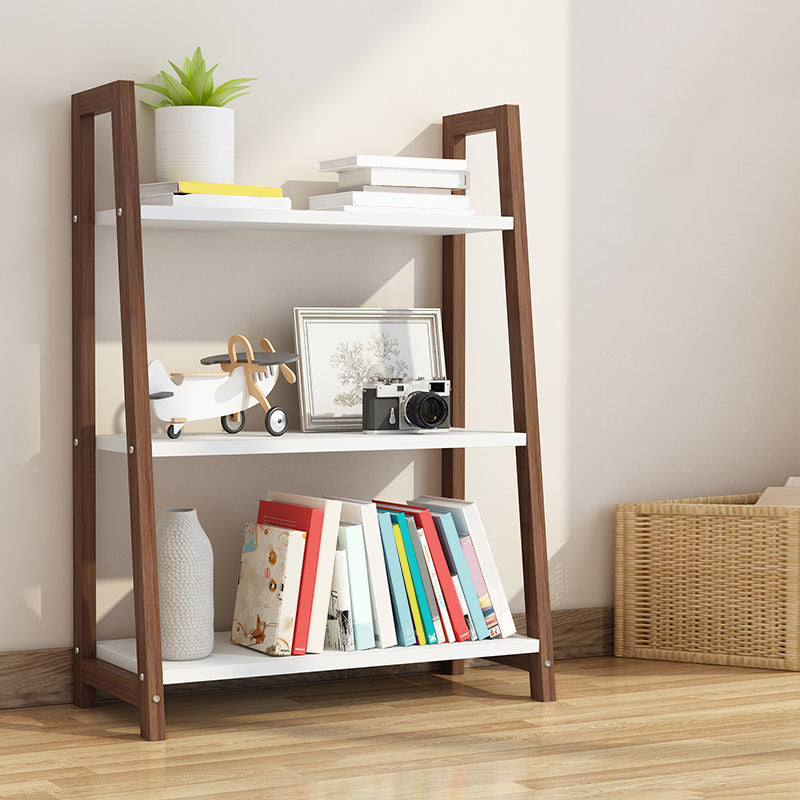 Wooden Etagere Bookcase Modern Bookshelf with Rectangular Shelves