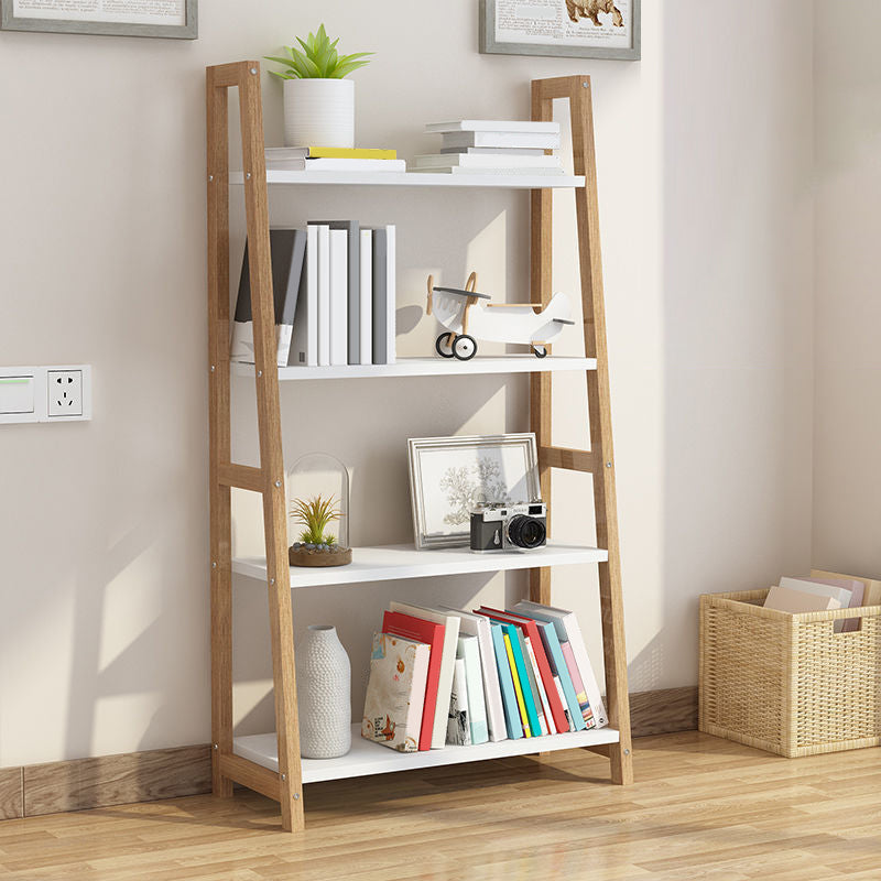 Wooden Etagere Bookcase Modern Bookshelf with Rectangular Shelves