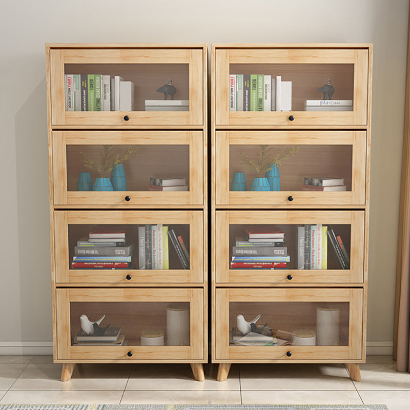 Contemporary Wooden Bookcase Vertical Closed Back Bookshelf for Home Office