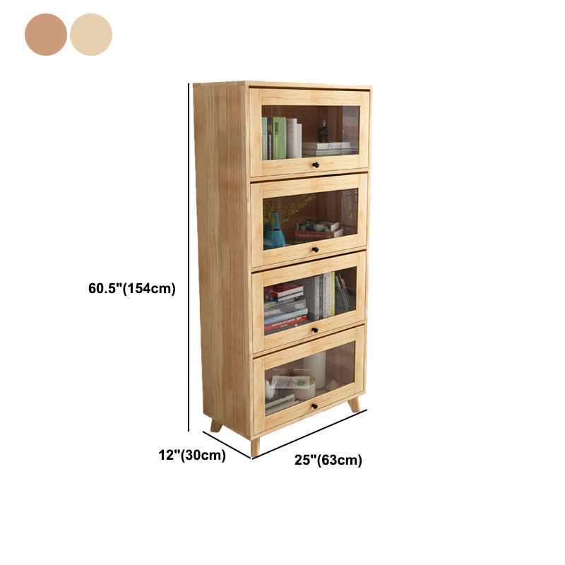 Contemporary Wooden Bookcase Vertical Closed Back Bookshelf for Home Office