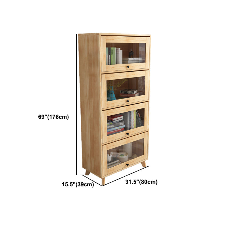 Contemporary Wooden Bookcase Vertical Closed Back Bookshelf for Home Office