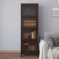 Modern Vertical Standard Bookshelf Manufactured Wood Bookcase with Glass Doors