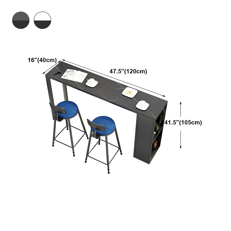 Modern Rectangle Bar Dining Table Double Pedestal Bar Table with Shelves Clearhalo 'Bar Furniture' 'Bar Tables' 'bar_tables' 'furn' 'furn_bar_tables' 'Furniture' 'Kitchen & Dining Furniture' 5191087