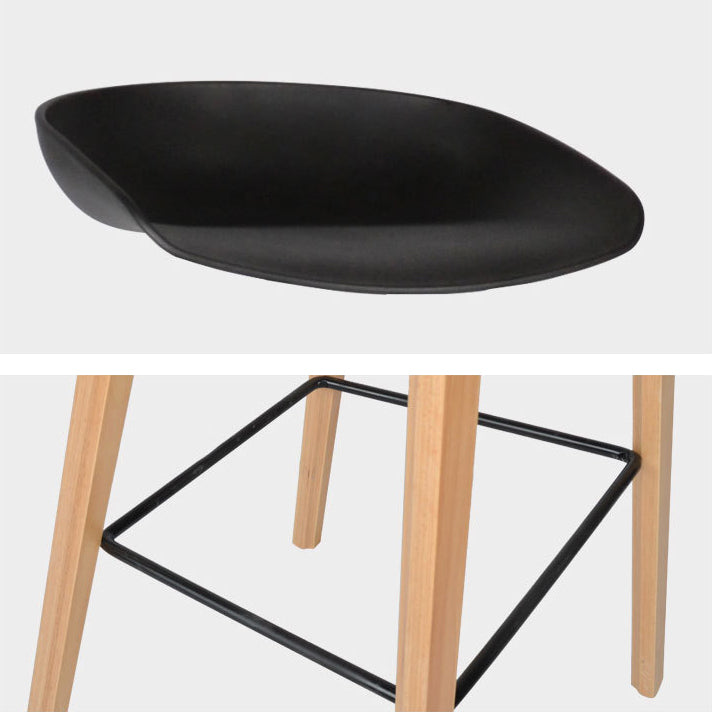 Modern Counter Bucket Bar Stool Armless Plastic Bar Stool with Footrest