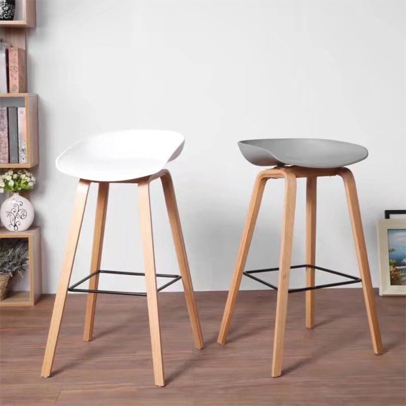 Modern Counter Bucket Bar Stool Armless Plastic Bar Stool with Footrest