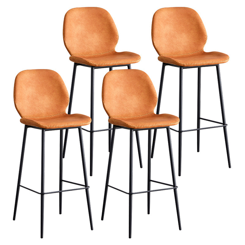 Contemporary Leather Bar Stools Indoor Barstool with Iron Legs and Low Back