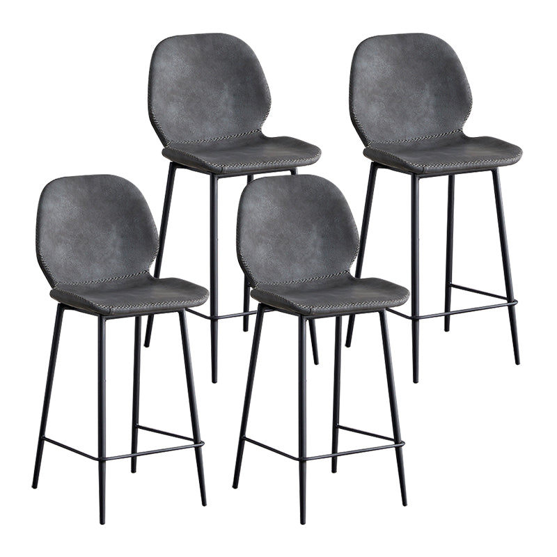 Contemporary Leather Bar Stools Indoor Barstool with Iron Legs and Low Back
