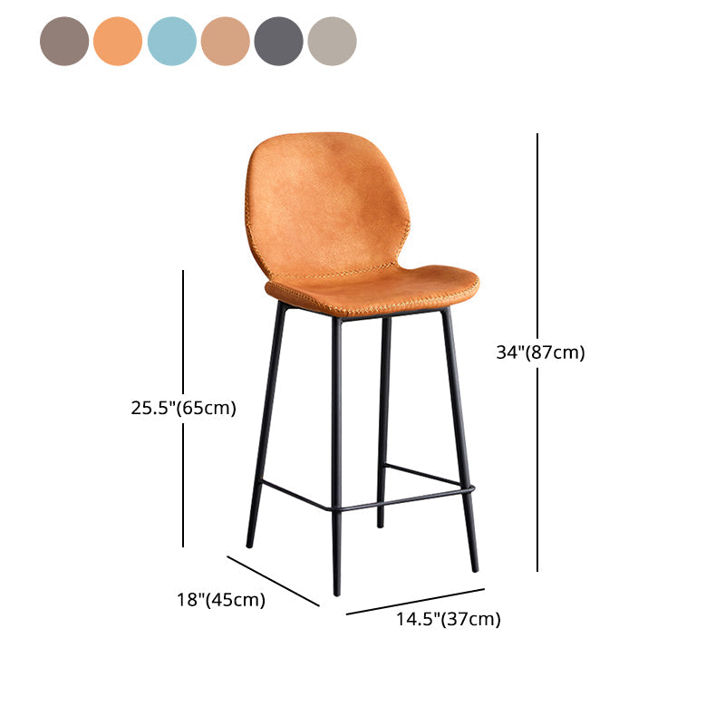 Eigentijdse lederen barkrukken indoor barkruk met ijzeren benen en lage rug