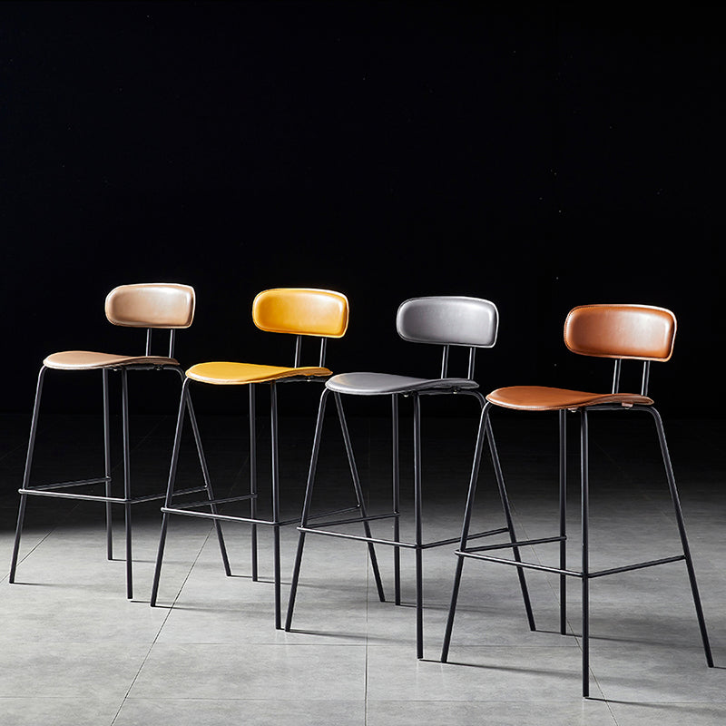 Nordic Style Leather Seat Backrest Bar Chair Front Desk High Chair Clearhalo 'Bar Furniture' 'Bar Stools' 'bar_stools' 'furn' 'furn_bar_stools' 'Furniture' 'Kitchen & Dining Furniture' 5191346