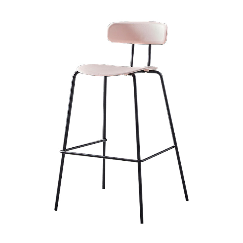 Nordic Style Leather Seat Backrest Bar Chair Front Desk High Chair Pink 1 Piece Clearhalo 'Bar Furniture' 'Bar Stools' 'bar_stools' 'furn' 'furn_bar_stools' 'Furniture' 'Kitchen & Dining Furniture' 5191347