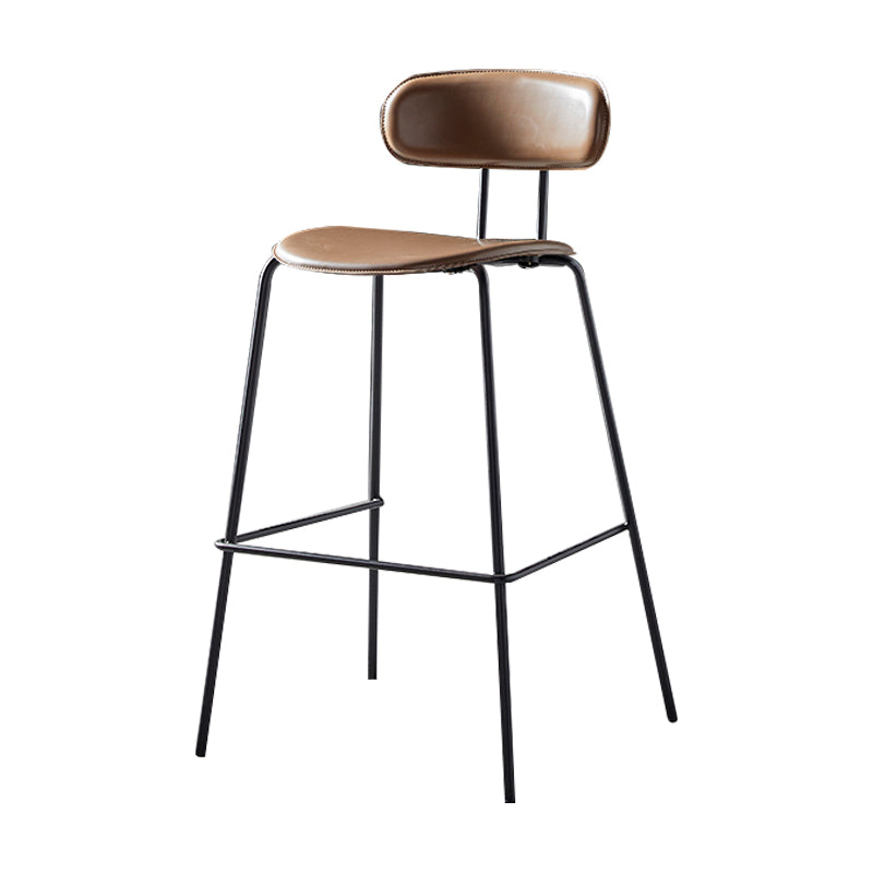 Nordic Style Leather Seat Backrest Bar Chair Front Desk High Chair Clearhalo 'Bar Furniture' 'Bar Stools' 'bar_stools' 'furn' 'furn_bar_stools' 'Furniture' 'Kitchen & Dining Furniture' 5191354
