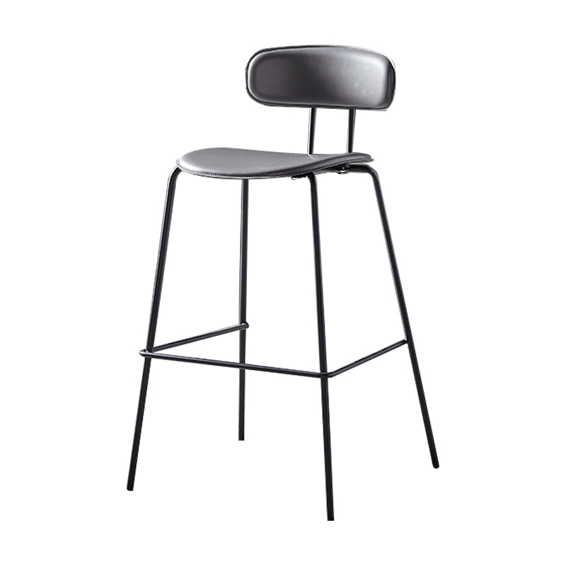 Nordic Style Leather Seat Backrest Bar Chair Front Desk High Chair Grey 1 Piece Clearhalo 'Bar Furniture' 'Bar Stools' 'bar_stools' 'furn' 'furn_bar_stools' 'Furniture' 'Kitchen & Dining Furniture' 5191356