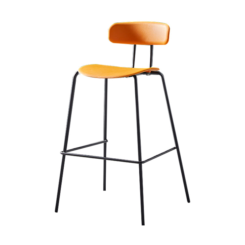 Nordic Style Leather Seat Backrest Bar Chair Front Desk High Chair Orange 1 Piece Clearhalo 'Bar Furniture' 'Bar Stools' 'bar_stools' 'furn' 'furn_bar_stools' 'Furniture' 'Kitchen & Dining Furniture' 5191358