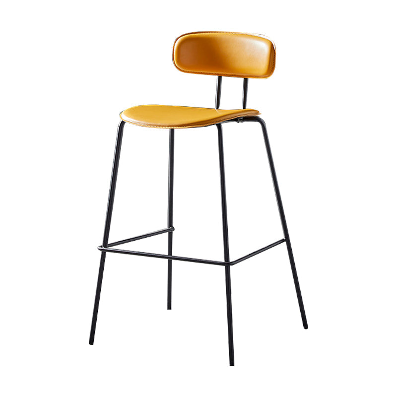 Nordic Style Leather Seat Backrest Bar Chair Front Desk High Chair Yellow 1 Piece Clearhalo 'Bar Furniture' 'Bar Stools' 'bar_stools' 'furn' 'furn_bar_stools' 'Furniture' 'Kitchen & Dining Furniture' 5191360