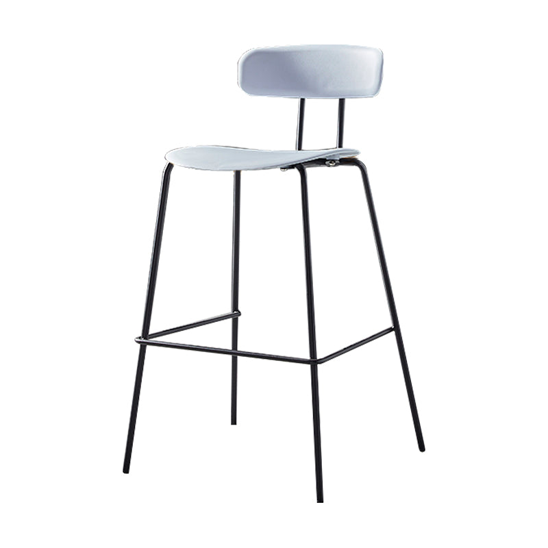 Nordic Style Leather Seat Backrest Bar Chair Front Desk High Chair Gray-Blue 1 Piece Clearhalo 'Bar Furniture' 'Bar Stools' 'bar_stools' 'furn' 'furn_bar_stools' 'Furniture' 'Kitchen & Dining Furniture' 5191362