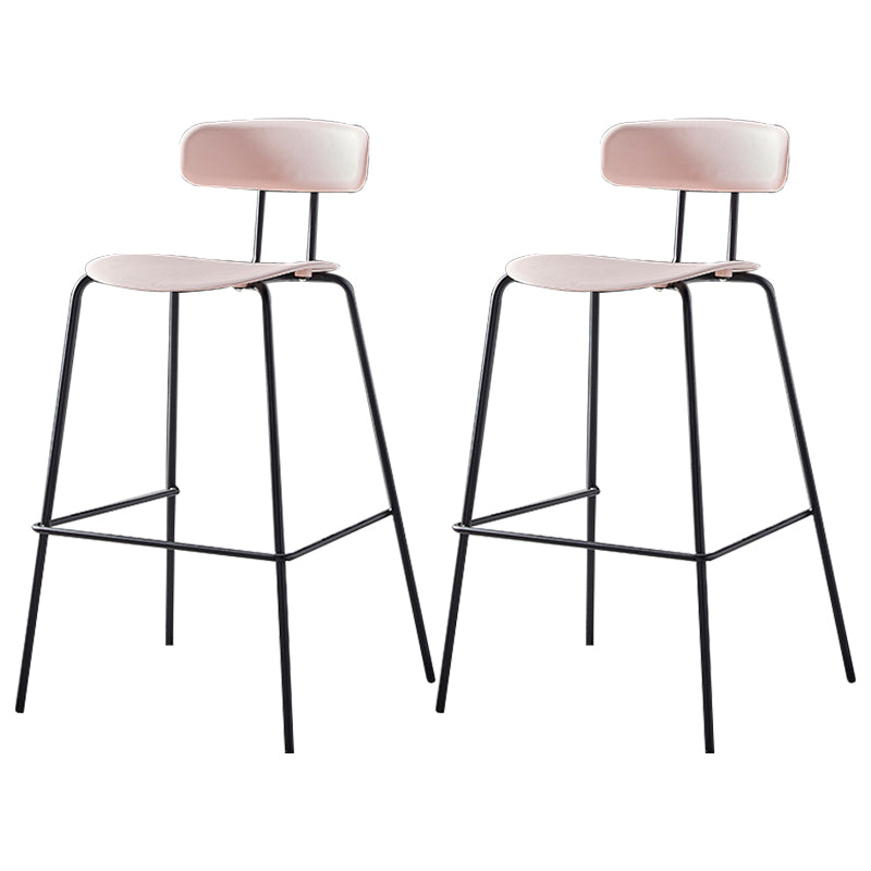 Nordic Style Leather Seat Backrest Bar Chair Front Desk High Chair Pink 2 Piece Set Clearhalo 'Bar Furniture' 'Bar Stools' 'bar_stools' 'furn' 'furn_bar_stools' 'Furniture' 'Kitchen & Dining Furniture' 5191364
