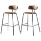 Nordic Style Leather Seat Backrest Bar Chair Front Desk High Chair Khaki 2 Piece Set Clearhalo 'Bar Furniture' 'Bar Stools' 'bar_stools' 'furn' 'furn_bar_stools' 'Furniture' 'Kitchen & Dining Furniture' 5191373
