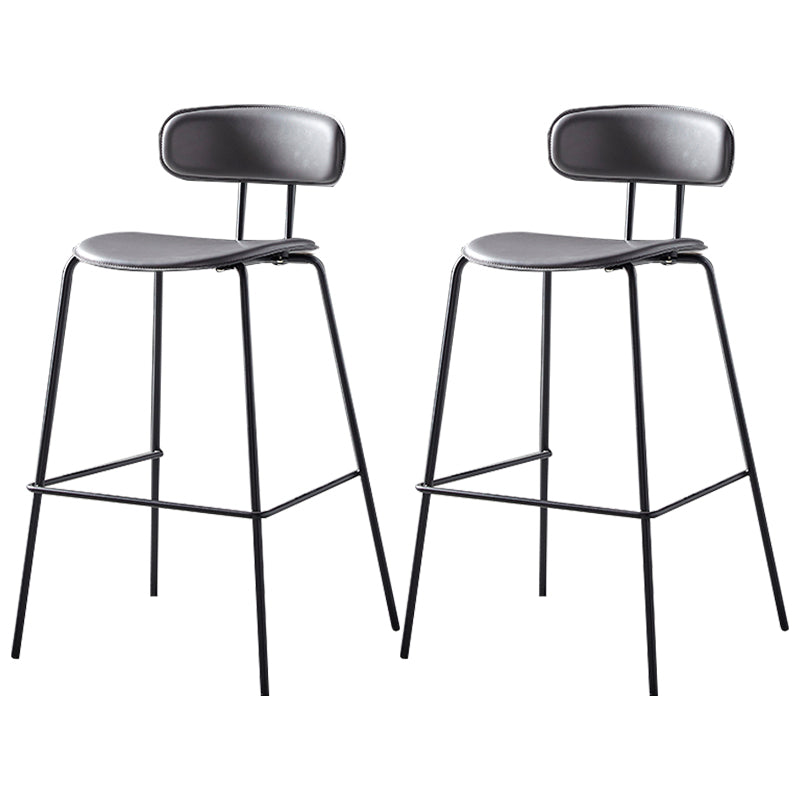 Nordic Style Leather Seat Backrest Bar Chair Front Desk High Chair Grey 2 Piece Set Clearhalo 'Bar Furniture' 'Bar Stools' 'bar_stools' 'furn' 'furn_bar_stools' 'Furniture' 'Kitchen & Dining Furniture' 5191375